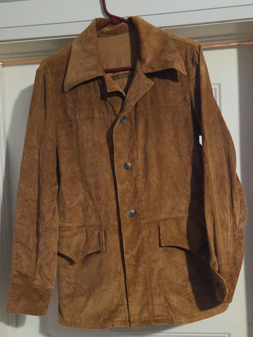 Men's Brown Corduroy Button-Front Jacket